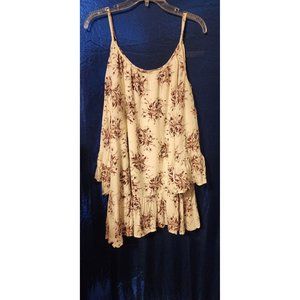 Women's large floral Cold Shoulder Top lined bell sleeves rayon